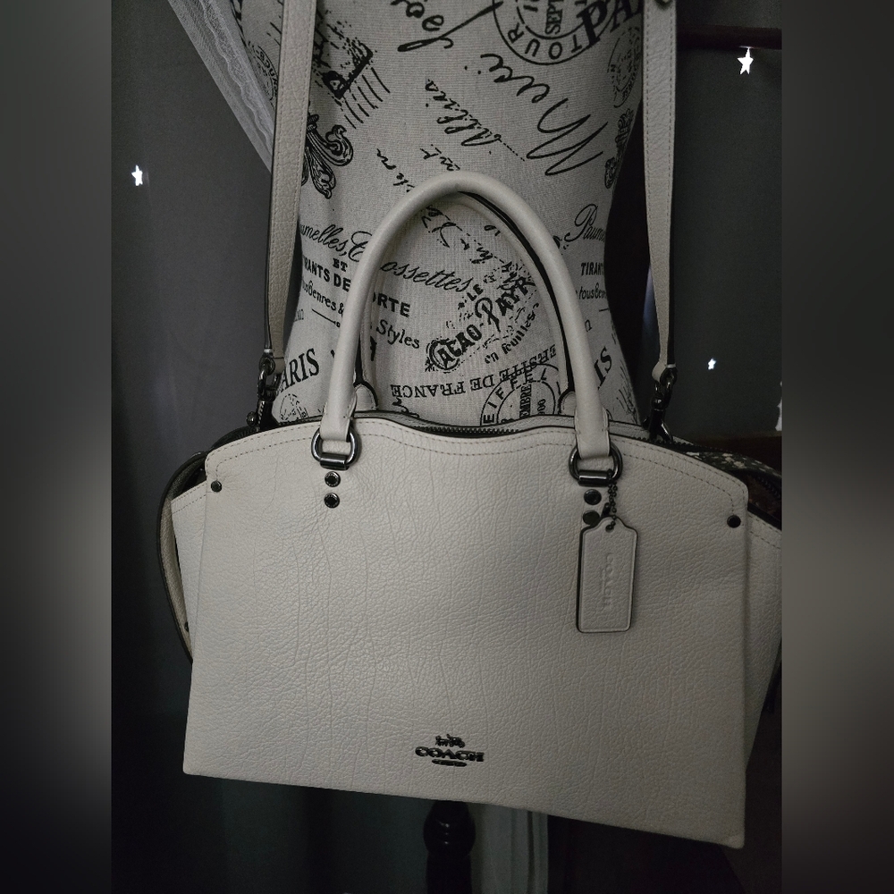 Coach Drew Satchel Grain Leather and Genuine Snakeskin Detail! Excellent!! - Picture 2 of 13
